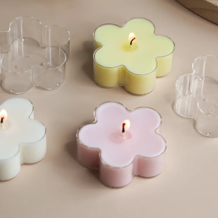 Pojemnik Tealight PC na świece przezroczysty - Kwiatek