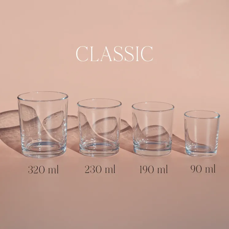 Pojemnik szklany do zalewu świec clear - CLASSIC 190 ml