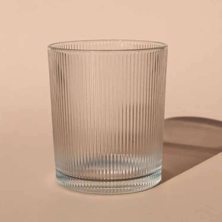 Pojemnik szklany do świec 400 ml - Ryflowany