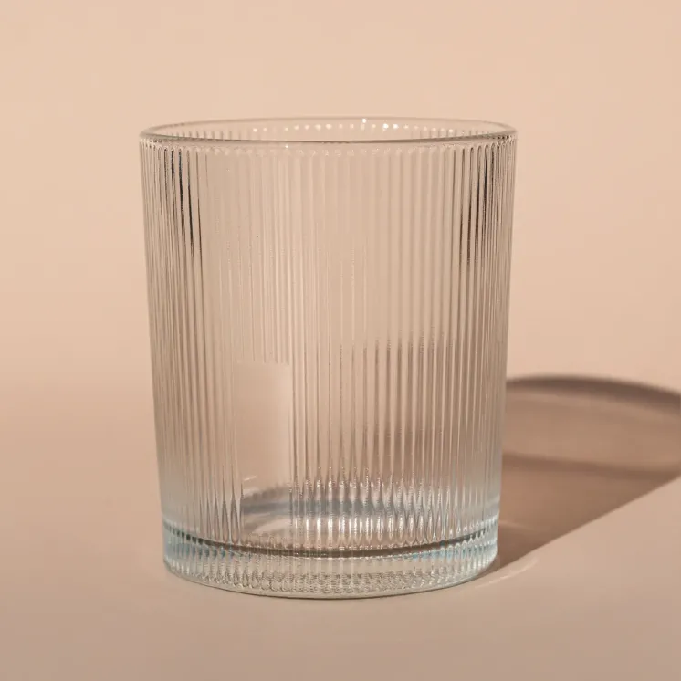 Pojemnik szklany do świec 400 ml - Ryflowany