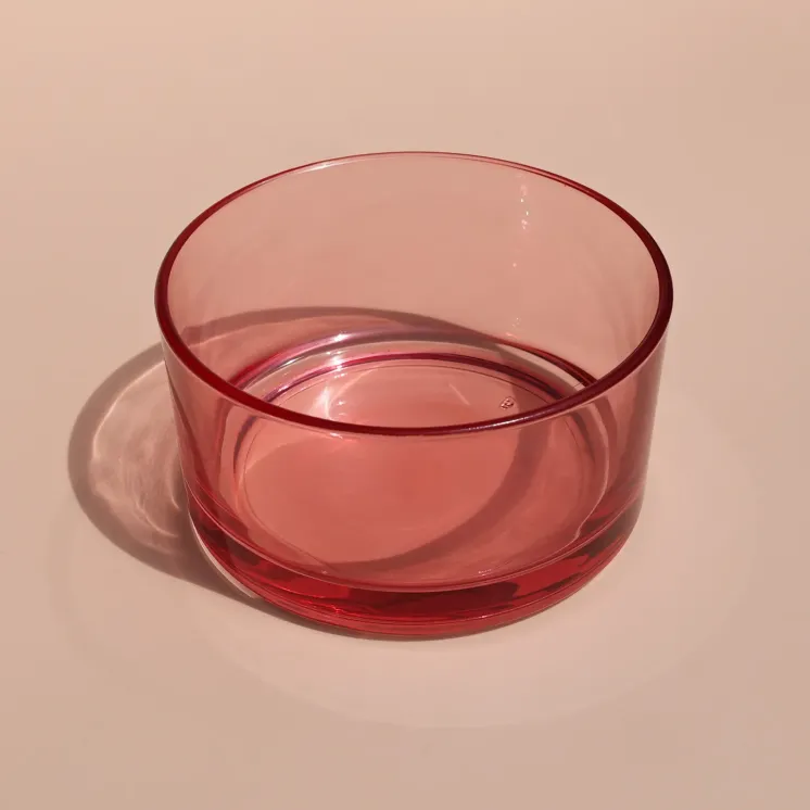 Pojemnik szklany na świece miska 420 ml - Malinowy