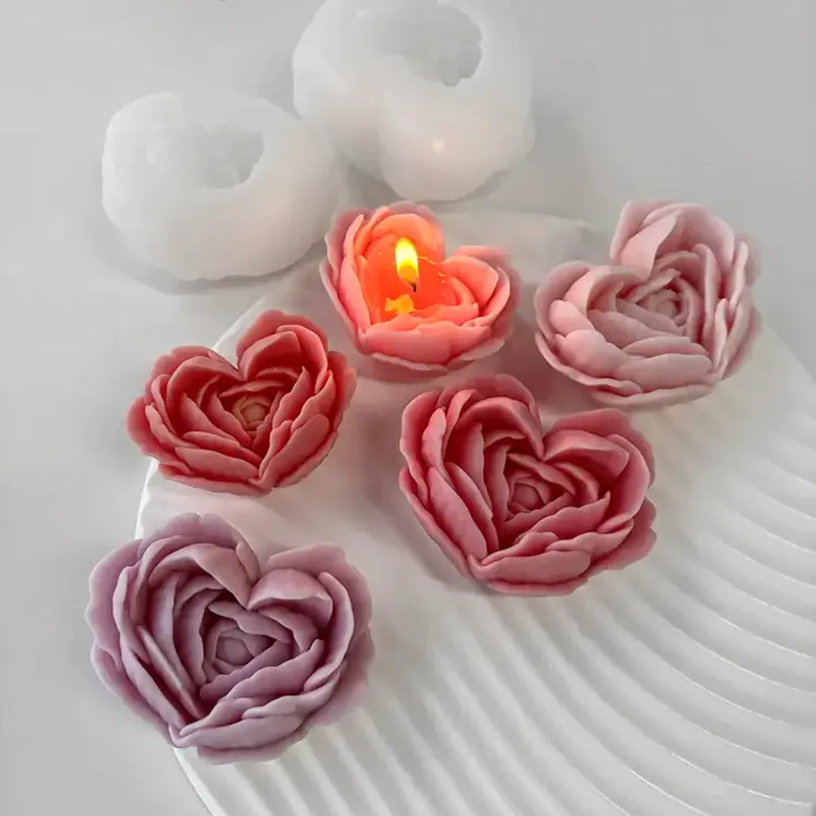 Forma silikonowa do świec - Kwiat Róża Serce | EasyCandle