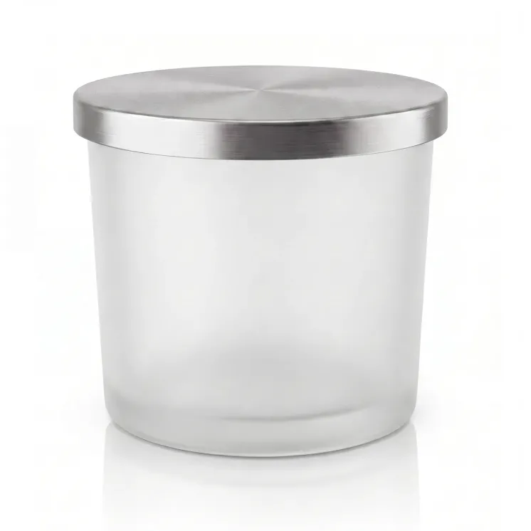 Pojemnik szklany matowy z metalową pokrywką 270 ml