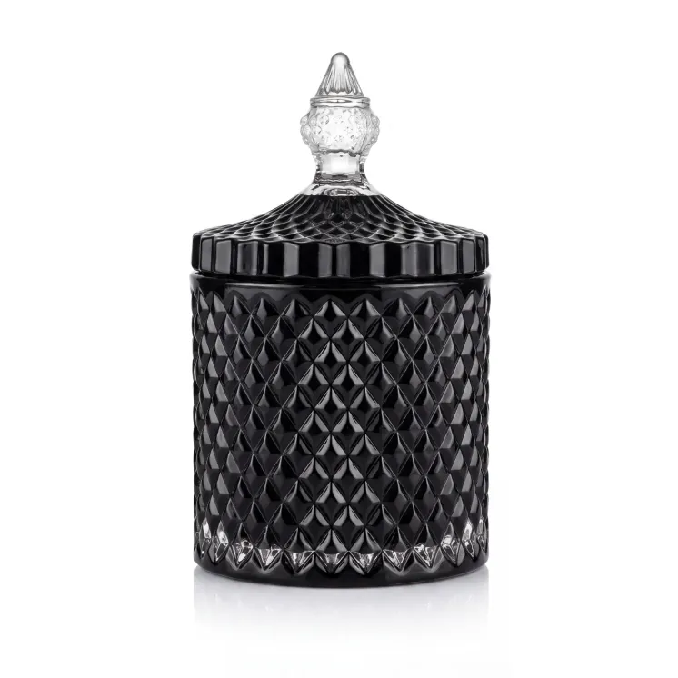 Szklany pojemnik z pokrywką kryształ 180 ml TG1030 MINI - czarny