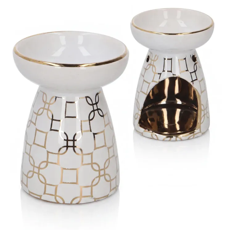 Kominek ceramiczny zapachowy biało złoty - Glamour White