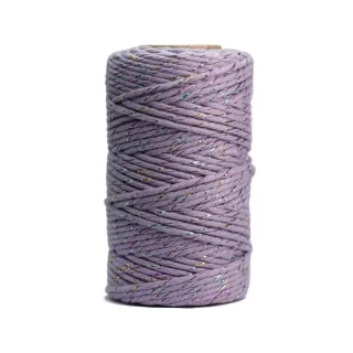 Sznurek bawełniany - liliowy z błyszczącą nicią multicolor