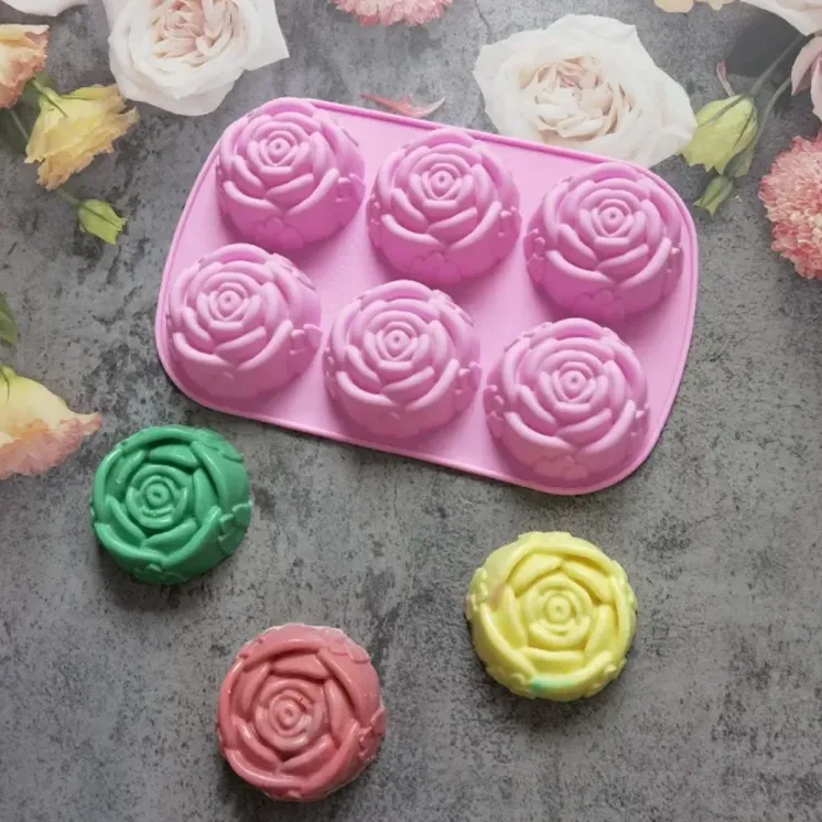 Forma silikonowa do odlewu mydeł - Róże 6 slotów