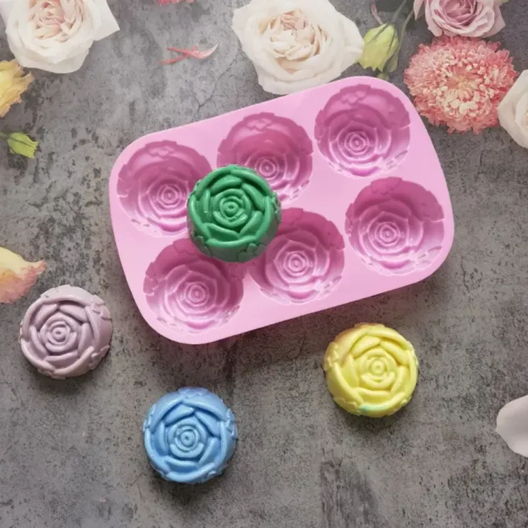 Forma silikonowa do odlewu mydeł - Róże 6 slotów